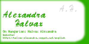 alexandra halvax business card